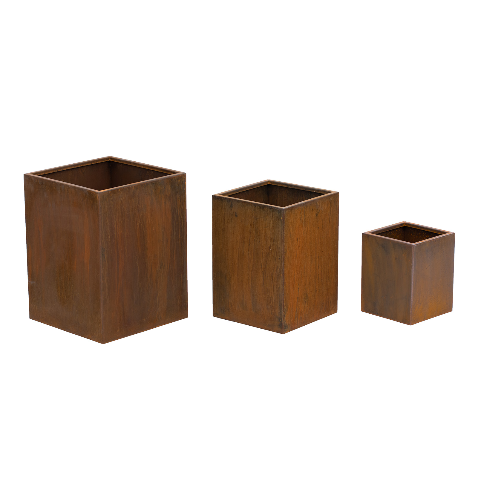 Planter Pot - Set of 3 - Corten steel - round - rust red - Royal Catering
