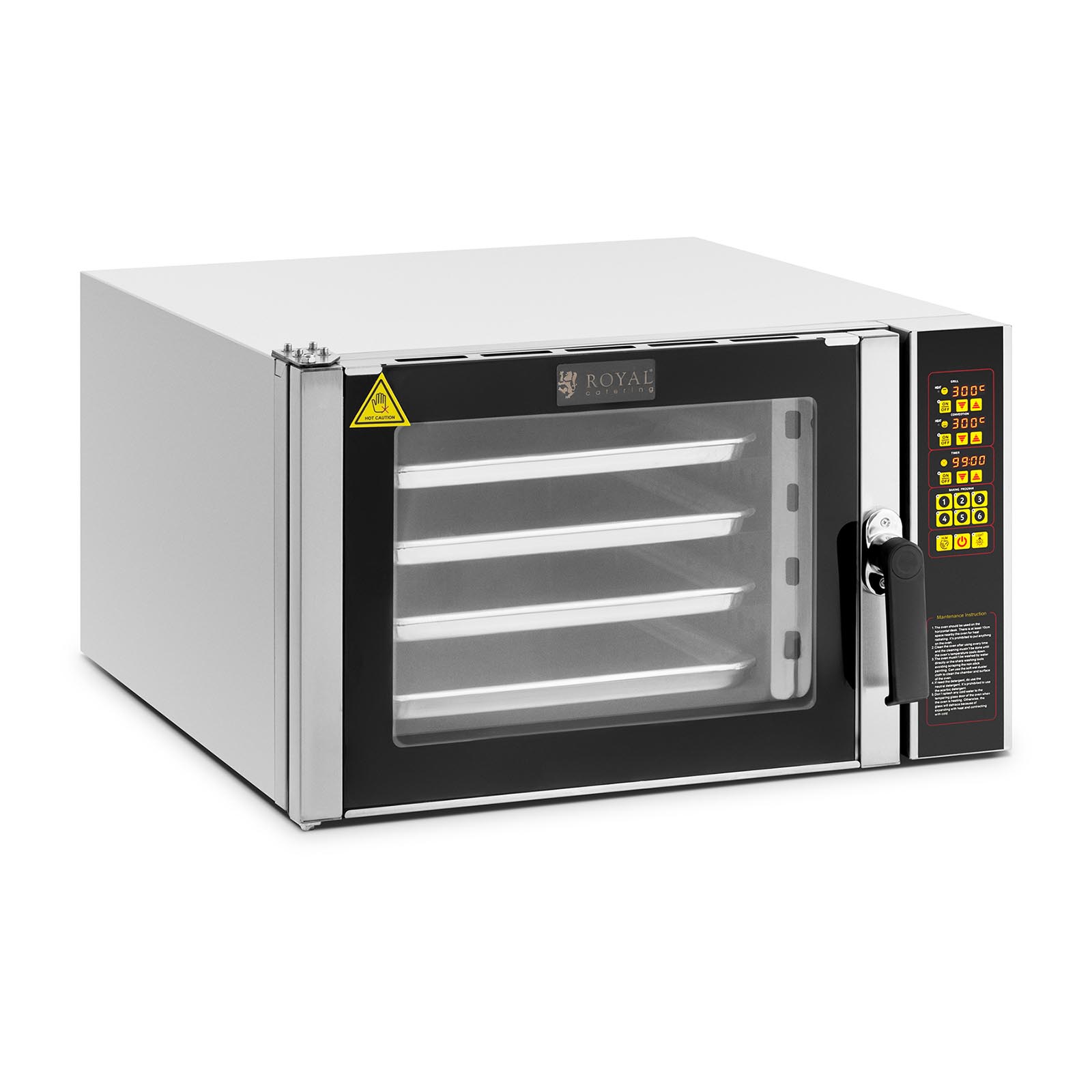 Hot air oven - 5000 W - Timer - Steam function - 4 Trays